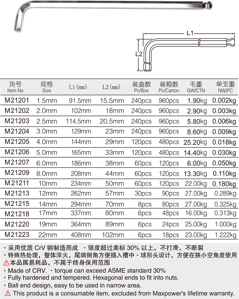 專業(yè)級(jí)球頭特長(zhǎng)內(nèi)六角扳手(圖1)